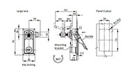 6 Millimeter (mm) Minimum Cam Forward Non-Locking Cylinder Black Powder Coated Handle Compression Latch - 2