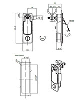 1 Millimeter (mm) Minimum Cam Forward FH1245 Key Locking Black Powder Coated Handle Compression Latch - 2