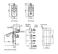 11 Millimeter (mm) Minimum Panel Thickness FH751 Key Locking Handle Compression Latch with B Mounting Bracket - 2