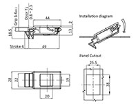 0.8 to 2.3 Millimeter (mm) Panel Thickness Slide Latch with Return Spring - 2