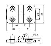 15.0 Millimeter (mm) Dimension A1 Left Hand Plastic Combi Hinge - 2