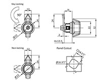 Black Powder Coated Small Wing Knob Quarter Non-Locking Turn Lock - 2