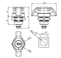 FH333 Locking Small Wing Knob Quarter Turn Locks - 2