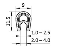 1.0 to 4.0 Millimeter (mm) Clamping Range Black Edge Protector