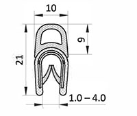 1.0 to 4.0 Millimeter (mm) Clamping Range Black Edge Protector (EPPET02911)