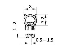 0.5 to 1.5 Millimeter (mm) Clamping Range Black Edge Sealing Profile and Edge Protector