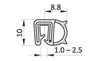 1.0 to 2.5 Millimeter (mm) Clamping Range Black Edge Sealing Profile and Edge Protector