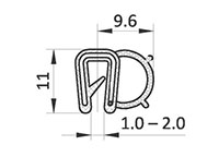 1.0 to 2.0 Millimeter (mm) Clamping Range Black Edge Sealing Profile and Edge Protector (ESPES09911)