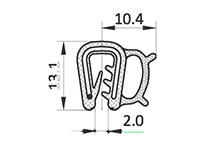 2.0 Millimeter (mm) Clamping Range Black Edge Sealing Profile and Edge Protector