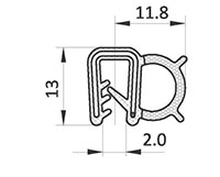 2.0 Millimeter (mm) Clamping Range Black and Blue Edge Sealing Profile and Edge Protector