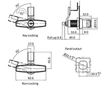 Non-Locking T-Handle Short Shaft Compression Latch