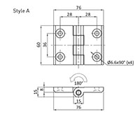 4 M6 Countersunk Screw Holes Black Powder Coated/Chrome Plated Screw-On Hinge with Style A - 2