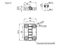 4 M6 Countersunk Screw Holes Black Powder Coated/Chrome Plated Screw-On Hinge with Style C - 2