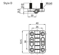 4 M6 Threaded Studs Black Powder Coated/Chrome Plated Screw-On Hinge with Style D- 2