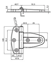 Black Powder Coated Screw-On Hinge - 2