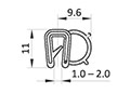 1.0 to 2.0 Millimeter (mm) Clamping Range Black Edge Sealing Profile and Edge Protector (ESPES09911)